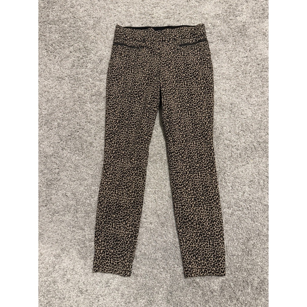 Leighton Leopard Print Ankle Leggings Brown Black Elastic Waist Stretch Size M